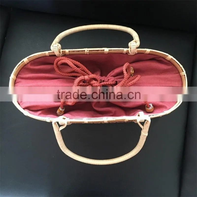Vietnam bamboo weaving beautiful tote bags with cotton lining