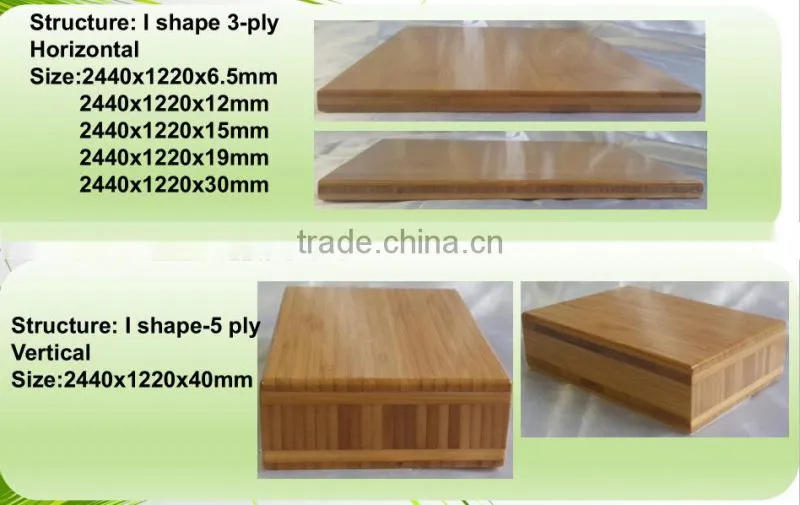Natural Solid Bamboo plywood sheet thickness 3mm-30mm for indoor usage