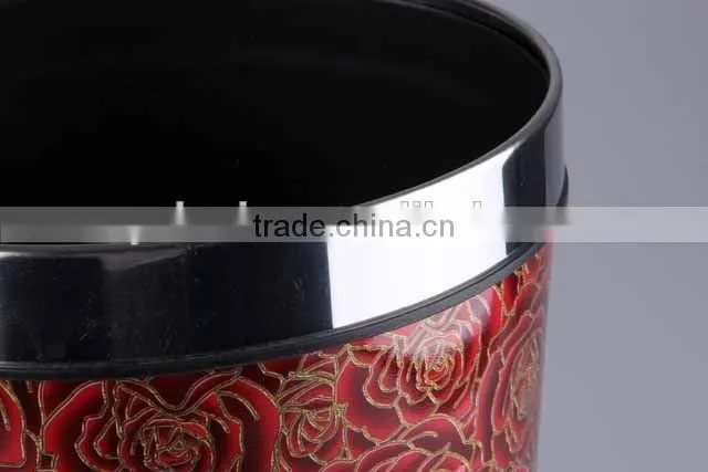 Plastic Trash Can Stainless Steel Rubbish Bin Household Garbage Can