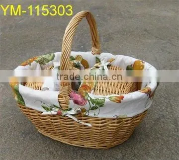 Round Wicker Fruit Basket With Handle