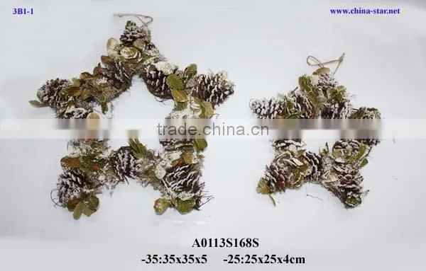 christmas pine wreath with snow
