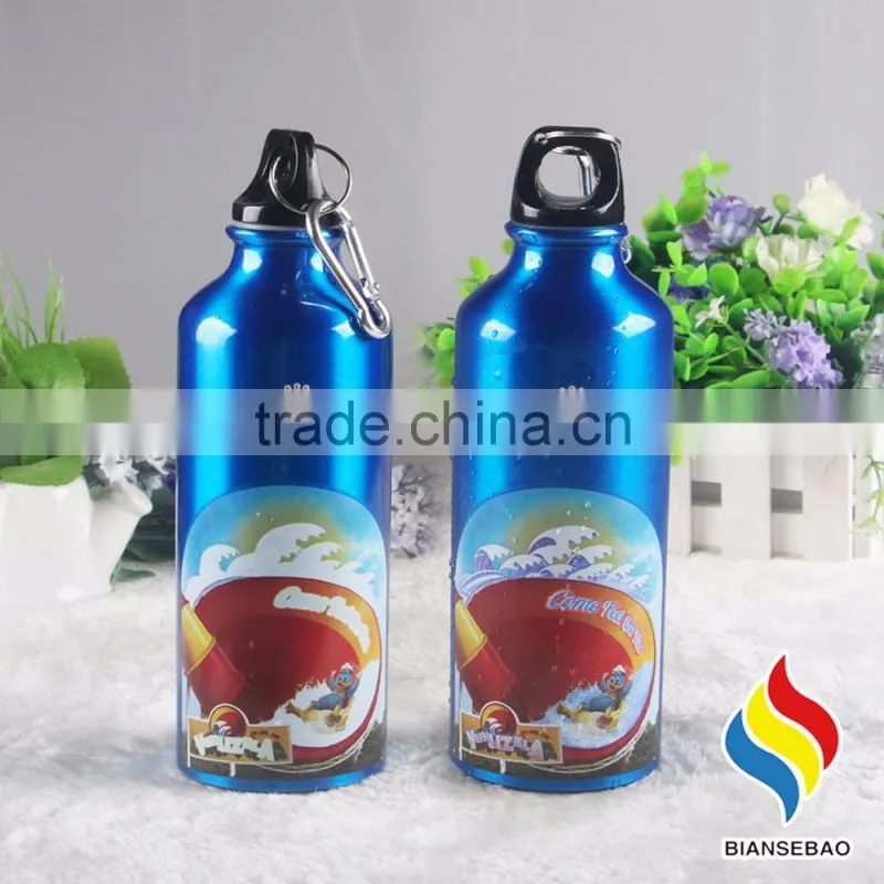 Custom made big mouth Mouth Aluminum Water Bottle w/Carabiner