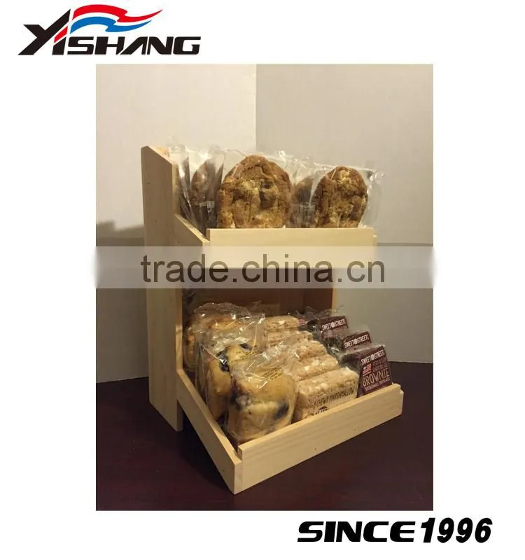 Retail shop blackboard shelf wood bread display rack