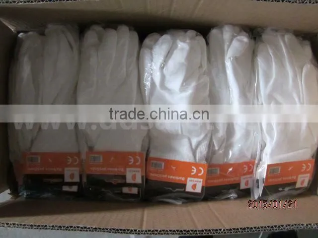 Safety White PU Glove With White Nylon Liner With 5Years Experience