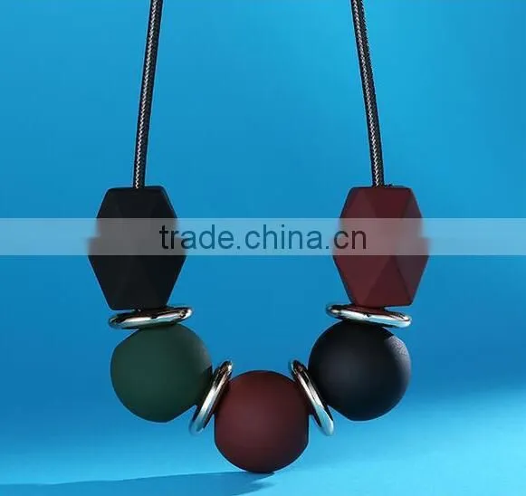 chunky matta beads leather choker necklace geometric chunky forest beads silver space beads choker necklace geometric necklace