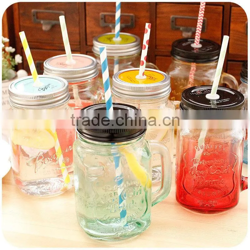 The Glass 500ml Fashional Vintage Mason Glass Drinking Jar