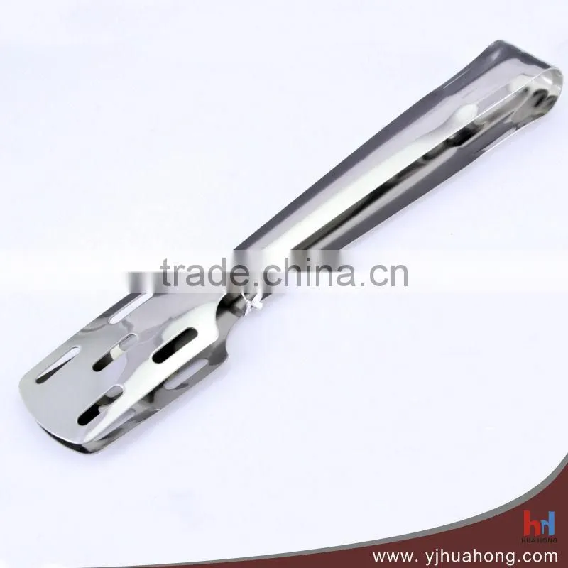 Flexible full Stainless Steel kitchen salad tongs,food serving tongs (HFT-SS08)