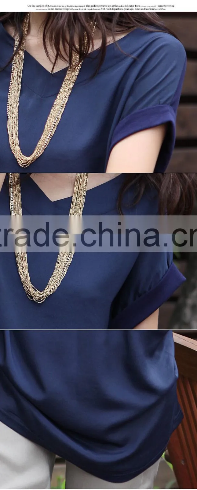 2015 new fashion female cotton T-shirt V-neck T shirt women clothes summer t shirts for women