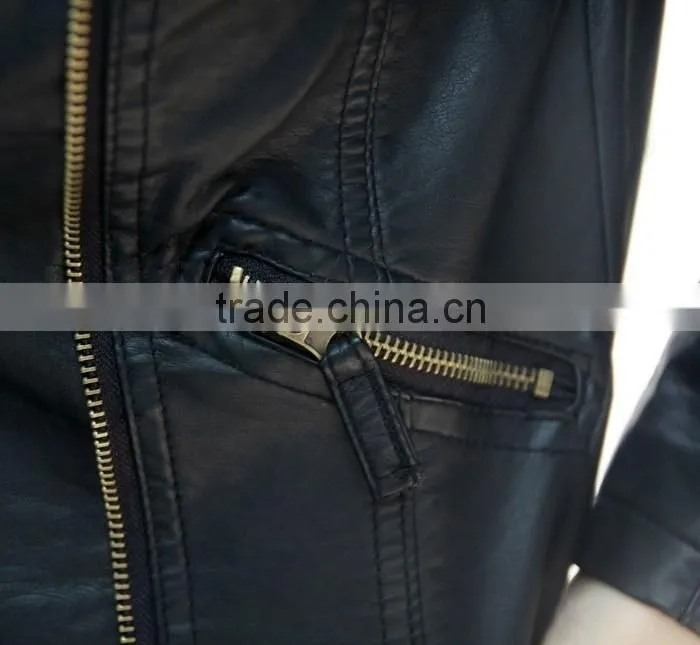 Womens Slim Biker Motorcycle PU Soft Leather Zipper Jacket Coat