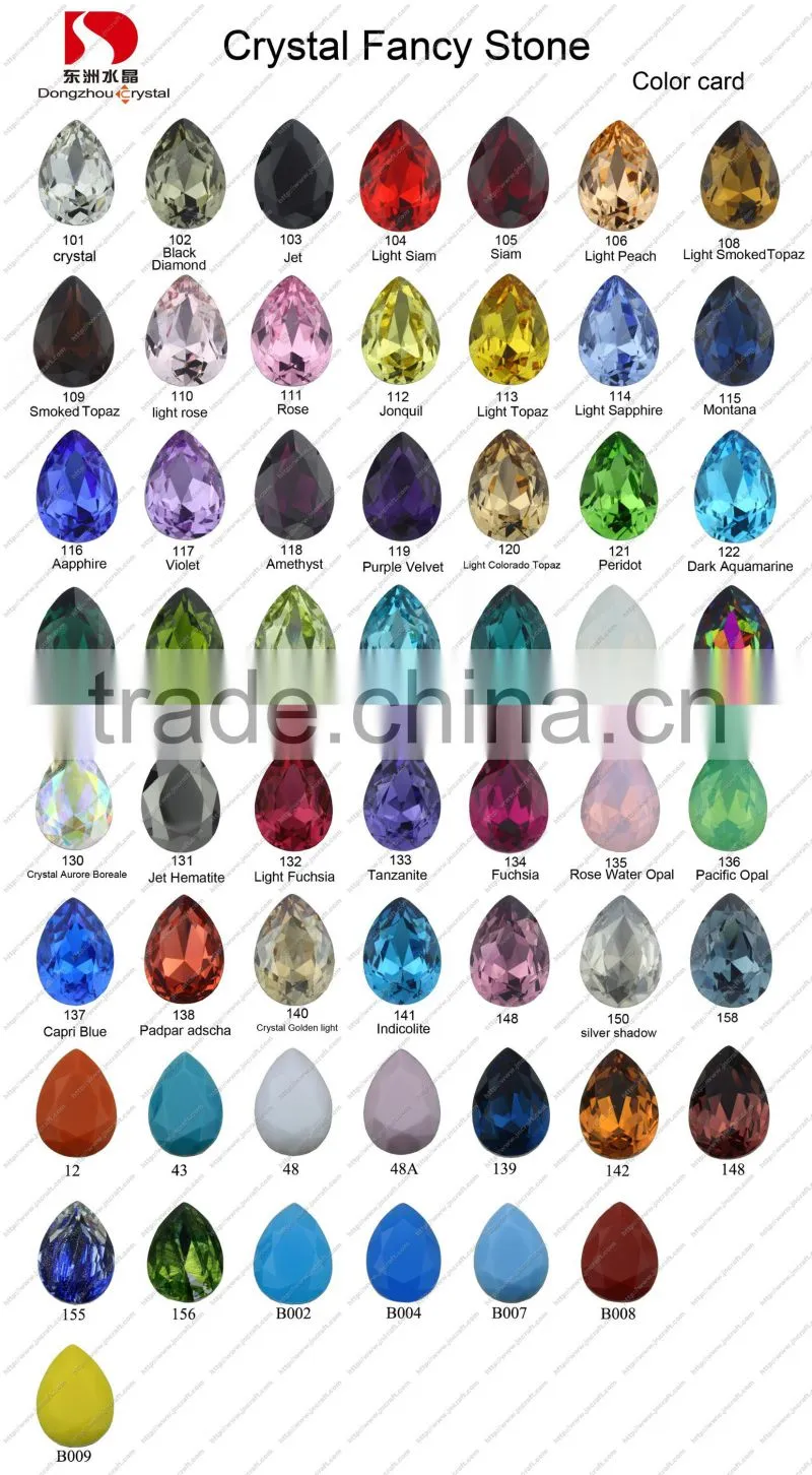 K9 crystal smoke topaz tear drop point back chaton stone jewelry glass stone