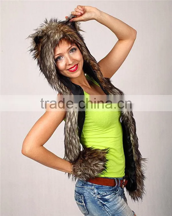 New latest Profession manufactuer animal hood hat gloves for kids