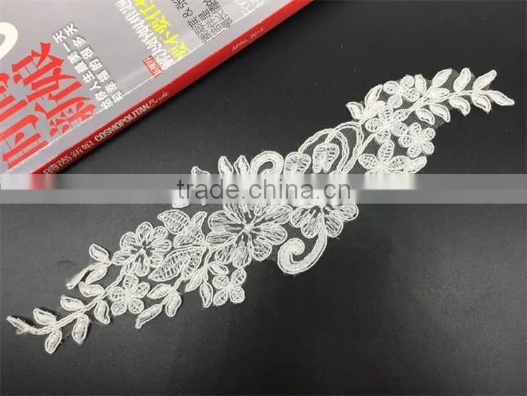 wedding flower embroidery lace fabric 3d flower wedding dress lace applique