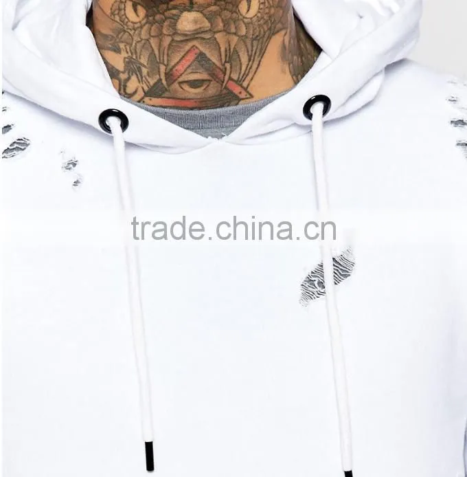 custom 100% cotton distressed blank hoodie / design your own logo pullover hoodie
