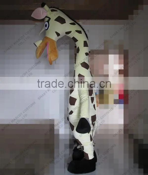 SM428 life size walking soft plush giraffe mascot with clear visual long neck cartoon Melman giraffe mascot
