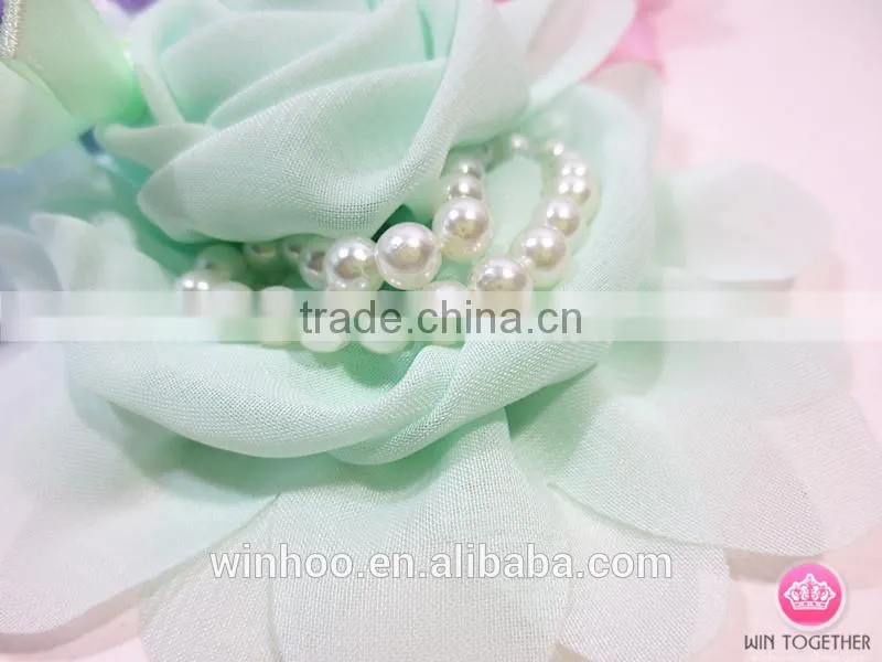 Cheapest elastic headband with fabric flower, Korea fashion, full of elegance, China wholesale