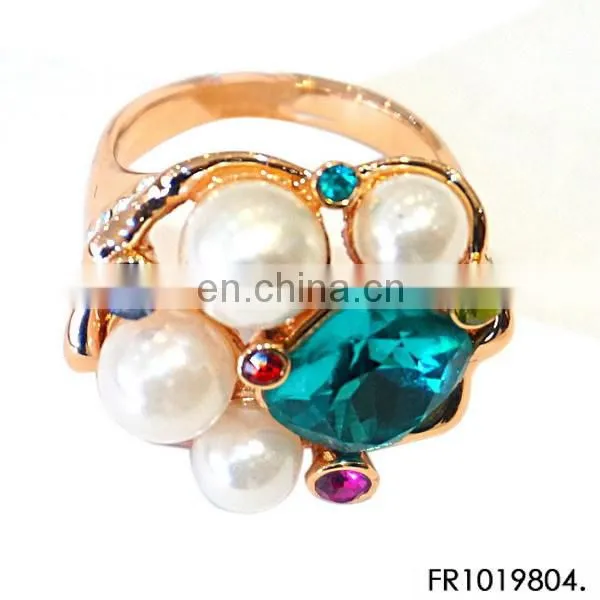 colorful crystal latest gunmetal adjustable finger ring designs