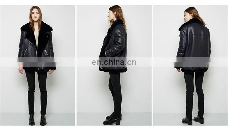 2017 Fashion Real Sheepskin Genuine Leather Jacket / Winter Custom Sheep Skin Motorcycle Women Leather Jacket