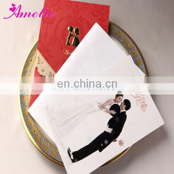 ACW2006 Red Handmde With Lace Wedding Invitation Luxury Invitation Card