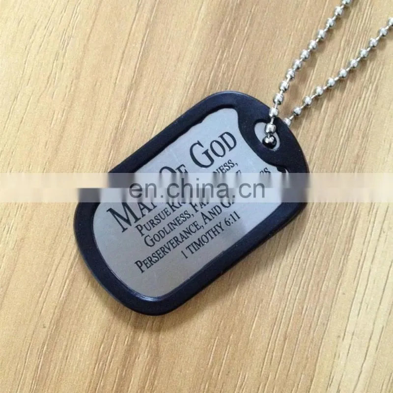 Hot selling e- friendly silicone dog tag with long ball chain