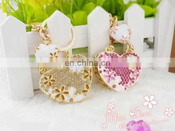 Wholesale double heart jewel keychain CD-KD039