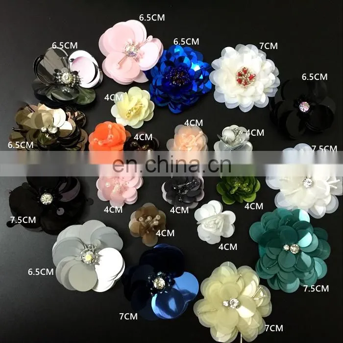 Fancy Handmade Sequin Bead Flower Patches for Garment Decoration