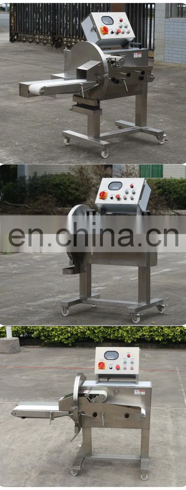 Multi-function meat and vegetable cutter with conveyor belt cooked meat beef cutting machine