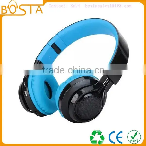 2016 Fashion factory wholesales TF card and FM support stereo bluetooth headset