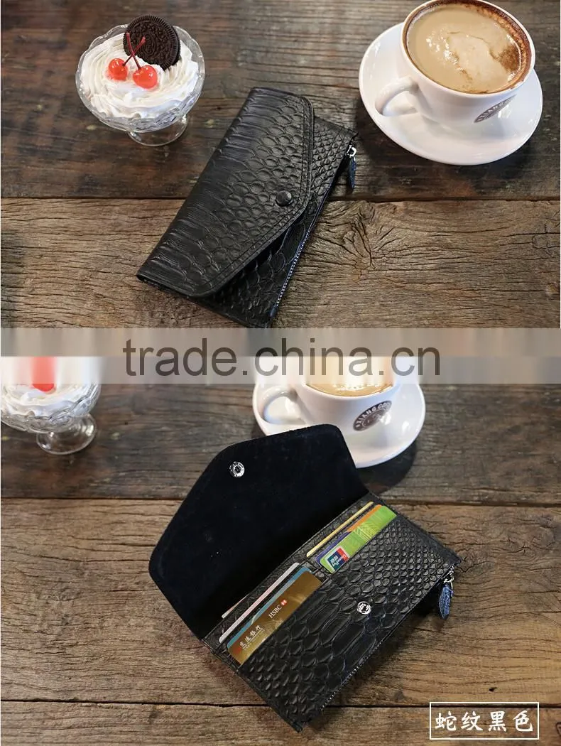 luxury genuine snake skin leather cow leather ladies bifold clutch wallet cheque book holder wallet
