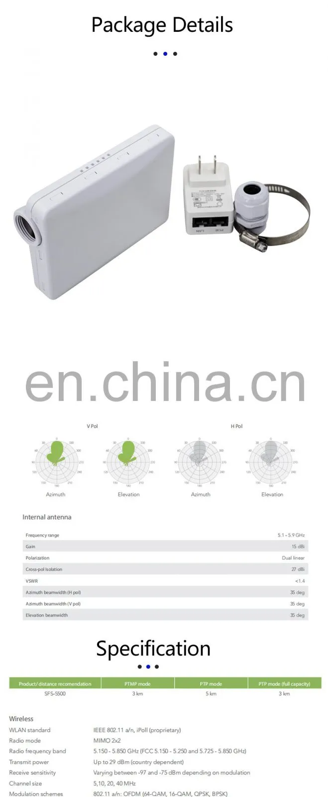 ALLINGE MDZ3640 5.8Ghz Point-to-Point Outdoor Network Wireless Bridge 5km Long Range Outdoor CPE