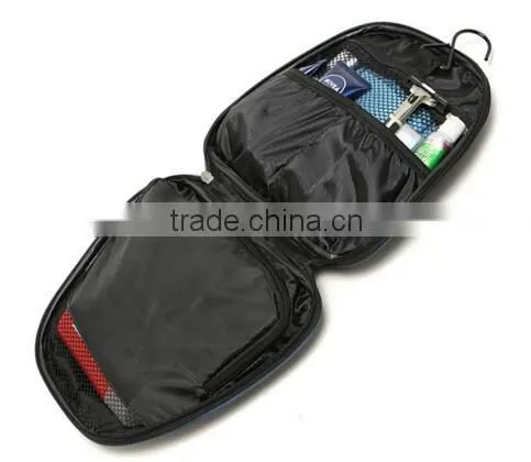 custom blue polyester hanging travel toiletry bag, travel cosmetic bag for men,mens blue travel wash bag