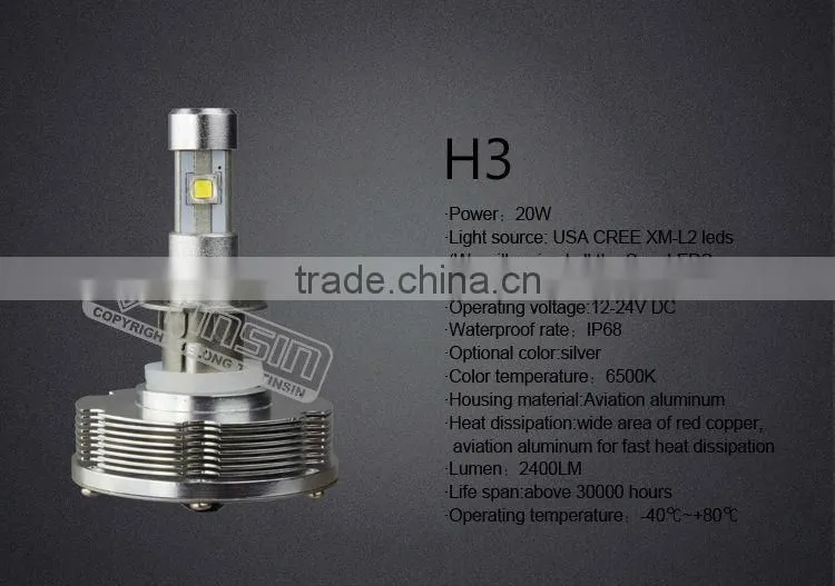 12v led fog light 20w high lumen H3 auto led headlight
