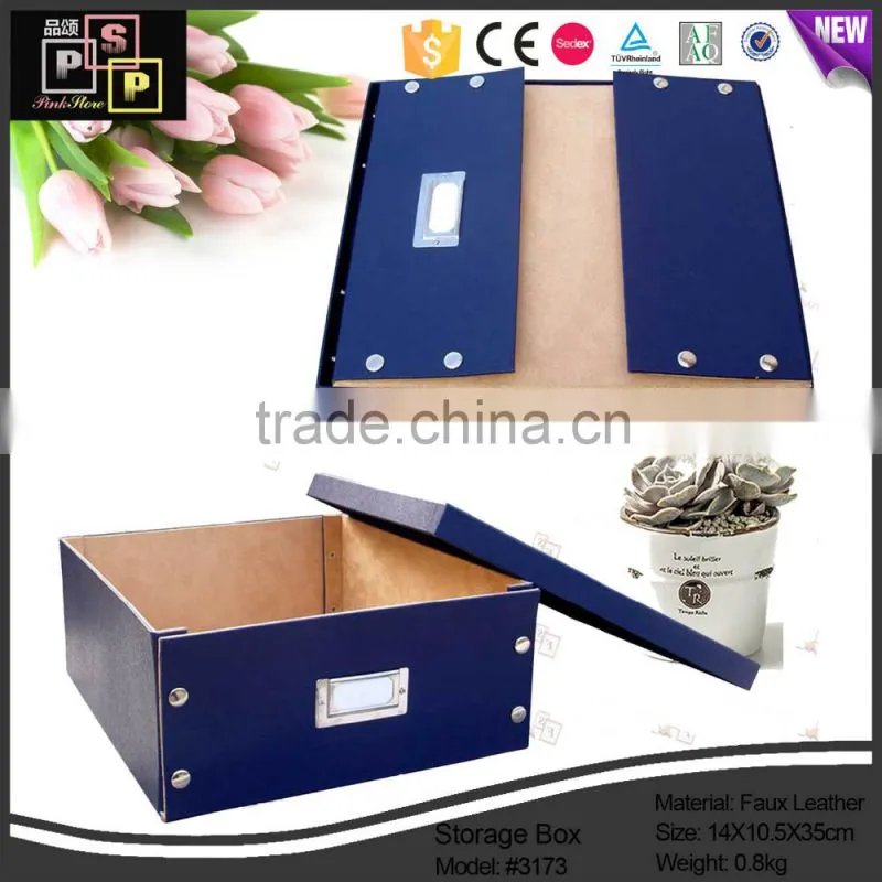 China Manufacturer Custome Foldable PU Leather Toy Storage Box With Lid