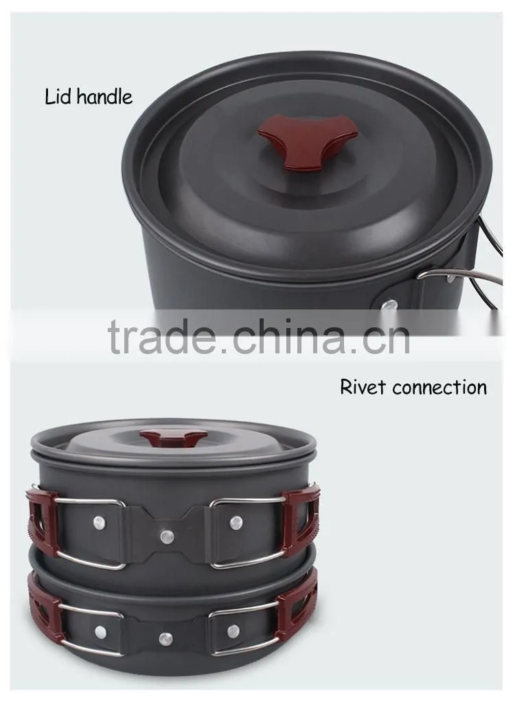 17pcs Lightweight Outdoor Camping Hiking Cookware Backpacking Cooking Picnic Bowl Pot Pan Set