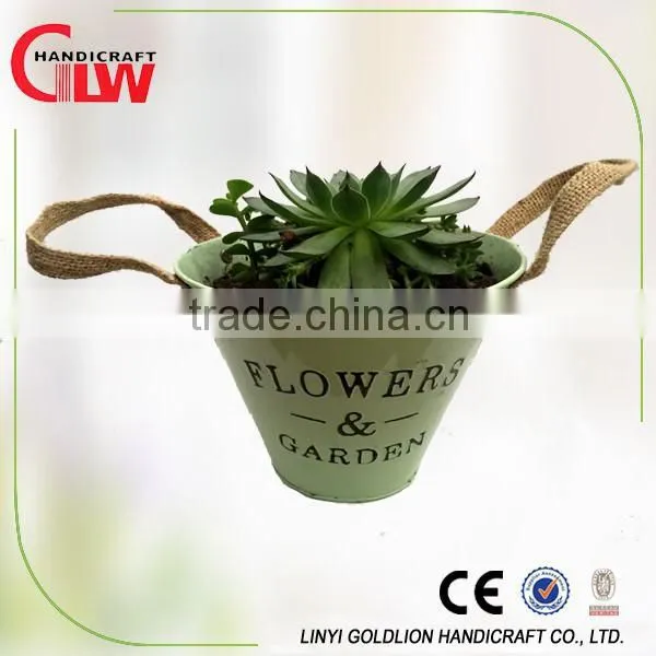wicker flower pot with iron bucket, handmade flower pot,indoor flower pots
