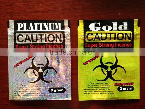 Caution herbal incense potpourri bag blend with heat sealed/Aluminum foil bag