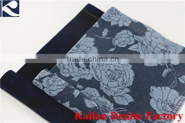 Discharge Printed Knitting Denim Fabric