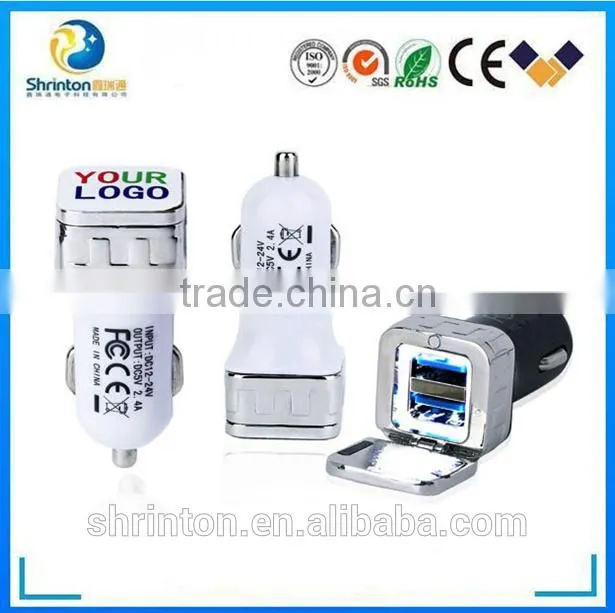 5V 2.4A dual usb car charger with metal material
