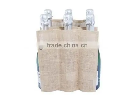 2016 Jute wine bottle gifts bag with swing tag and barcode included with quality cotton padded handles