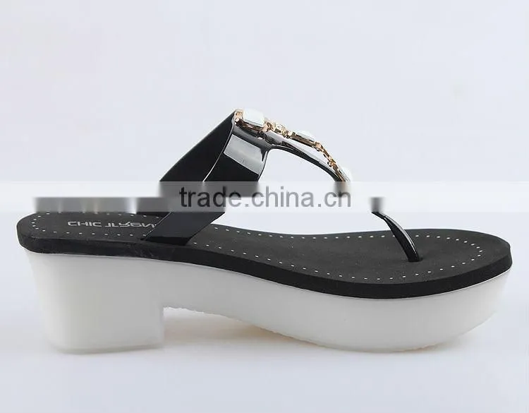 2015 Ladies Hot Sale Plastic Wedge women shoes PVC Jelly Flip Flops Sandals Fashion PVC Material Upper With Nice Buckle