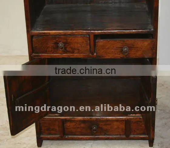 Chinese antique furniture pine wood Three Drawer Two Door Cabinet