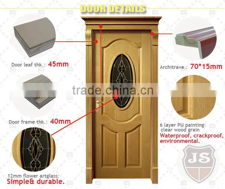 commercial unfinished arched solid teak wood oval glass entry door