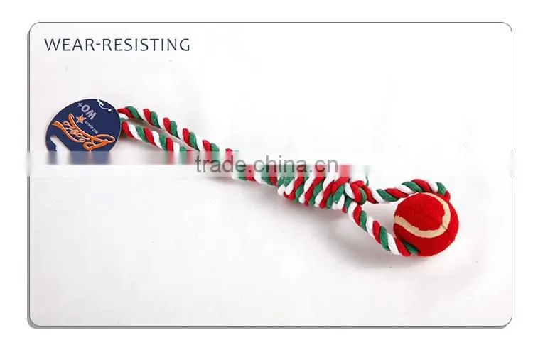 Eco-friendly cotton rope toy with red ball dog chew toy