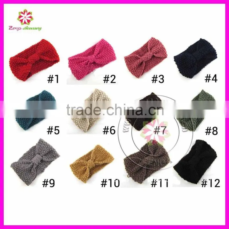 Winter Flower Knit Crochet Headwrap Headband ear warmer headwear wrap hairband