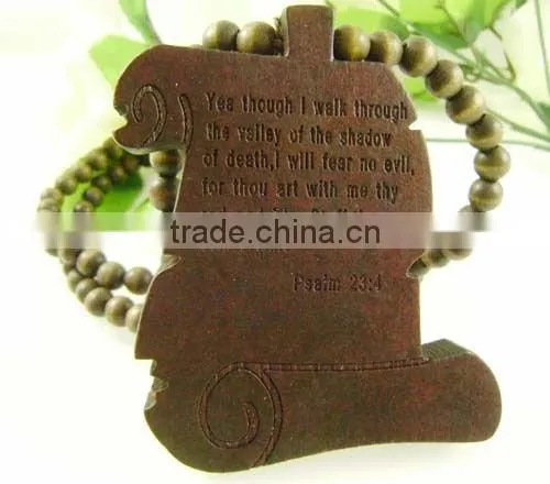 Good Quality Hip-Hop Log Book Pendants Wood Rosary Bead Chains Necklaces