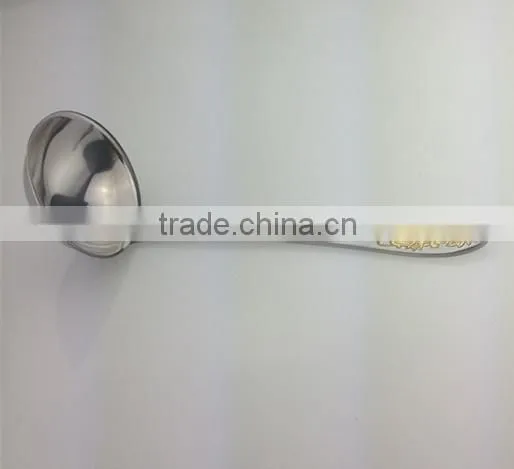 JZ049 elegant flower handle 24 K golden plating high qality stainless steel soup ladle
