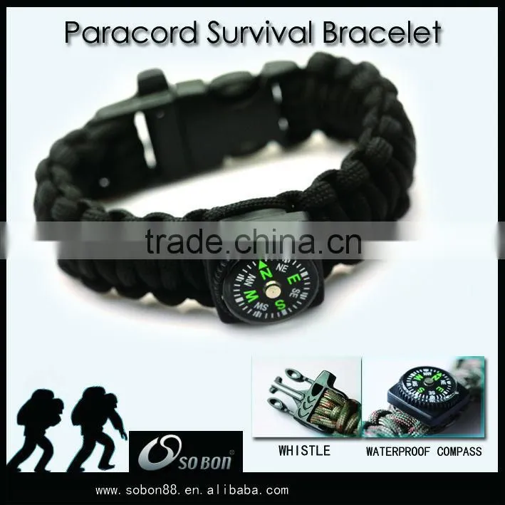 Unique Woven Paracord Compass Bracelet / Wristband