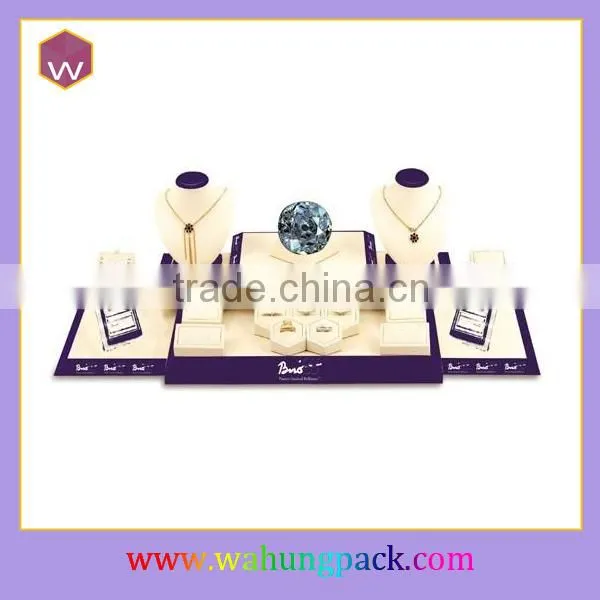 Lined up Ring earring necklace counter displays