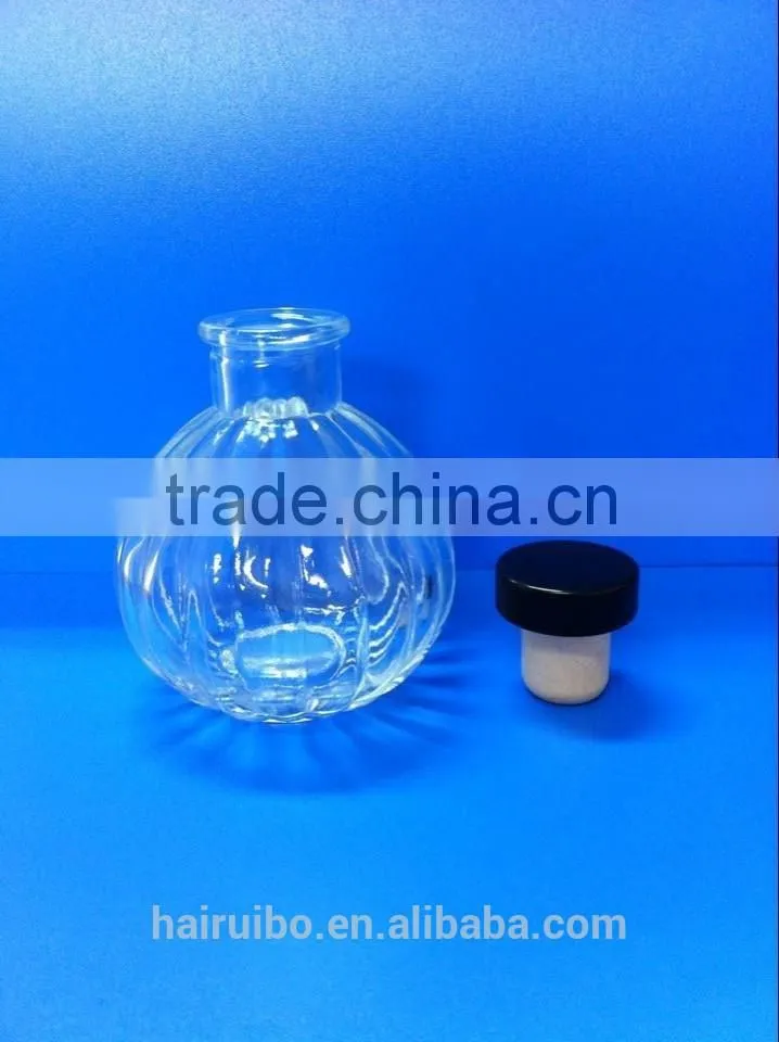 wholesale 55ml pumpkin aroma glass reed diffuser bottle decorative with gold/sliver/black screw lid