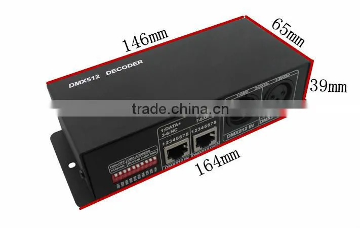 CE RohS approved dmx 512 rgb led controller,DC 12V-24V dimmer controller, LED lighting decoder DMX512