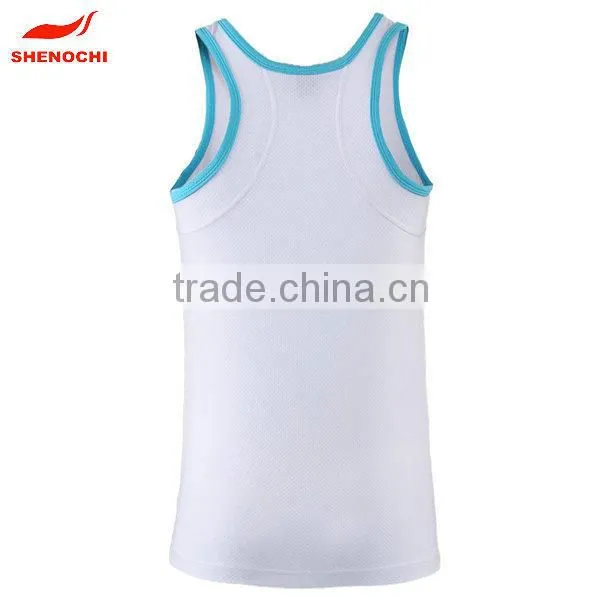 China manufacture blank polyester full print gym singlets